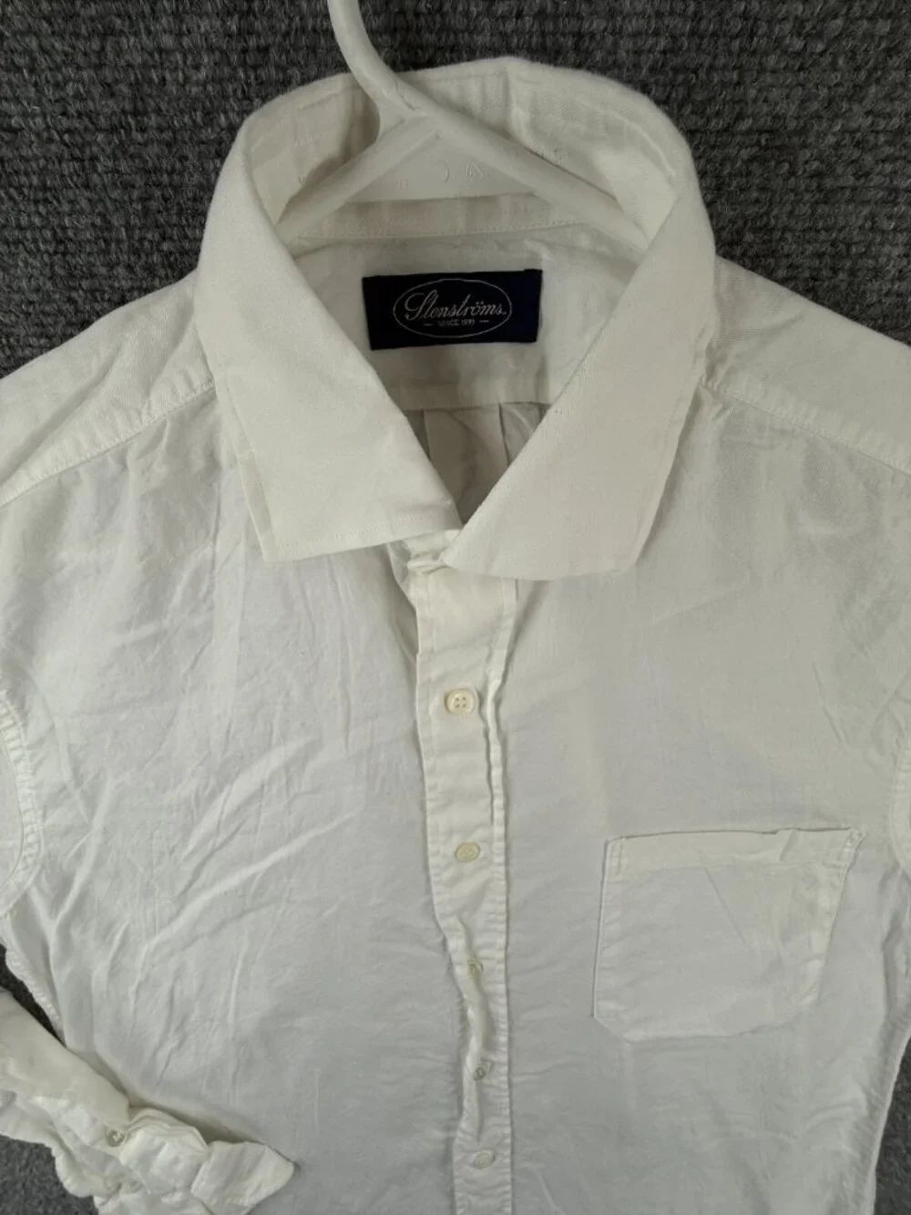 Stenstroms Button Up Shirt White Long Sleeve Cotton Size 40 Univ I Adult Woven